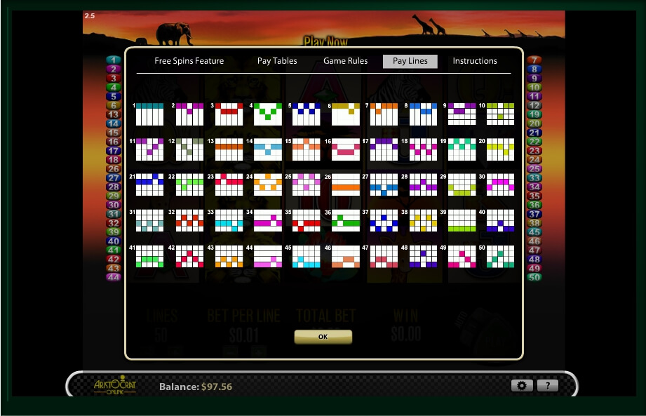 50 lions slot machine detail image 1