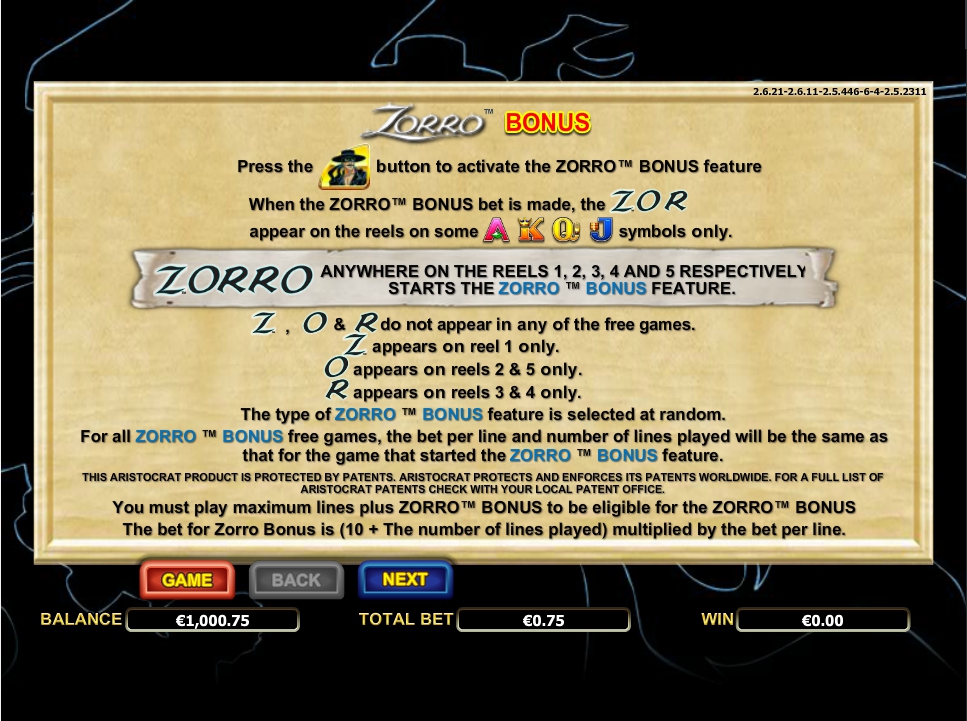 zorro slot machine detail image 8