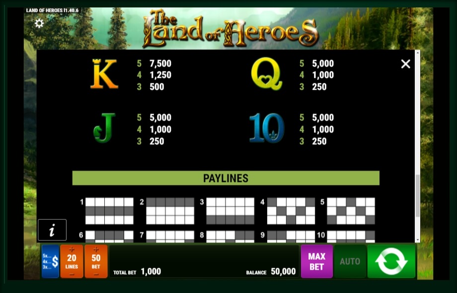 the land of heroes slot machine detail image 1