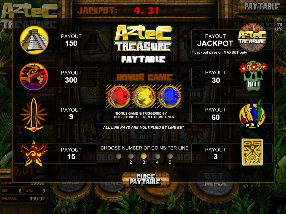 aztec treasure slot machine detail image 2