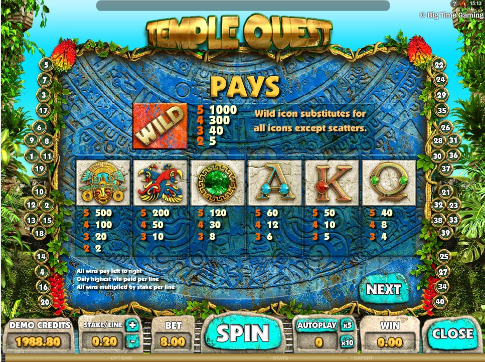 temple quest spinfinity slot machine detail image 5
