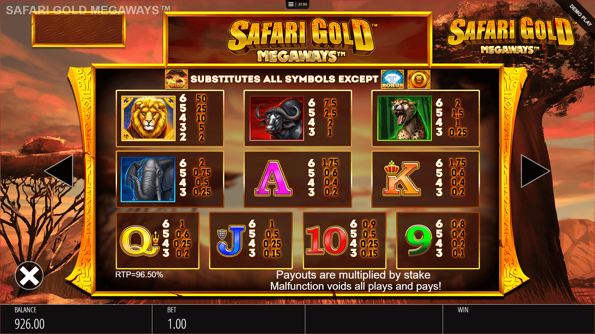 safari gold megaways slot machine detail image 0