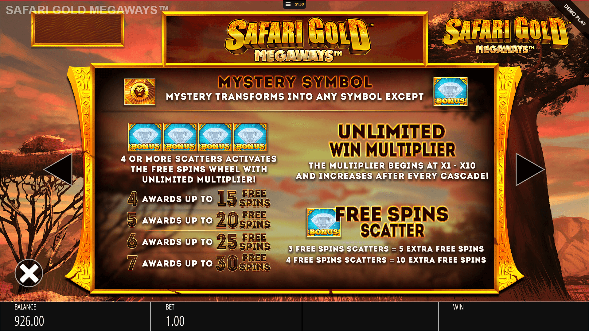 safari gold megaways slot machine detail image 2