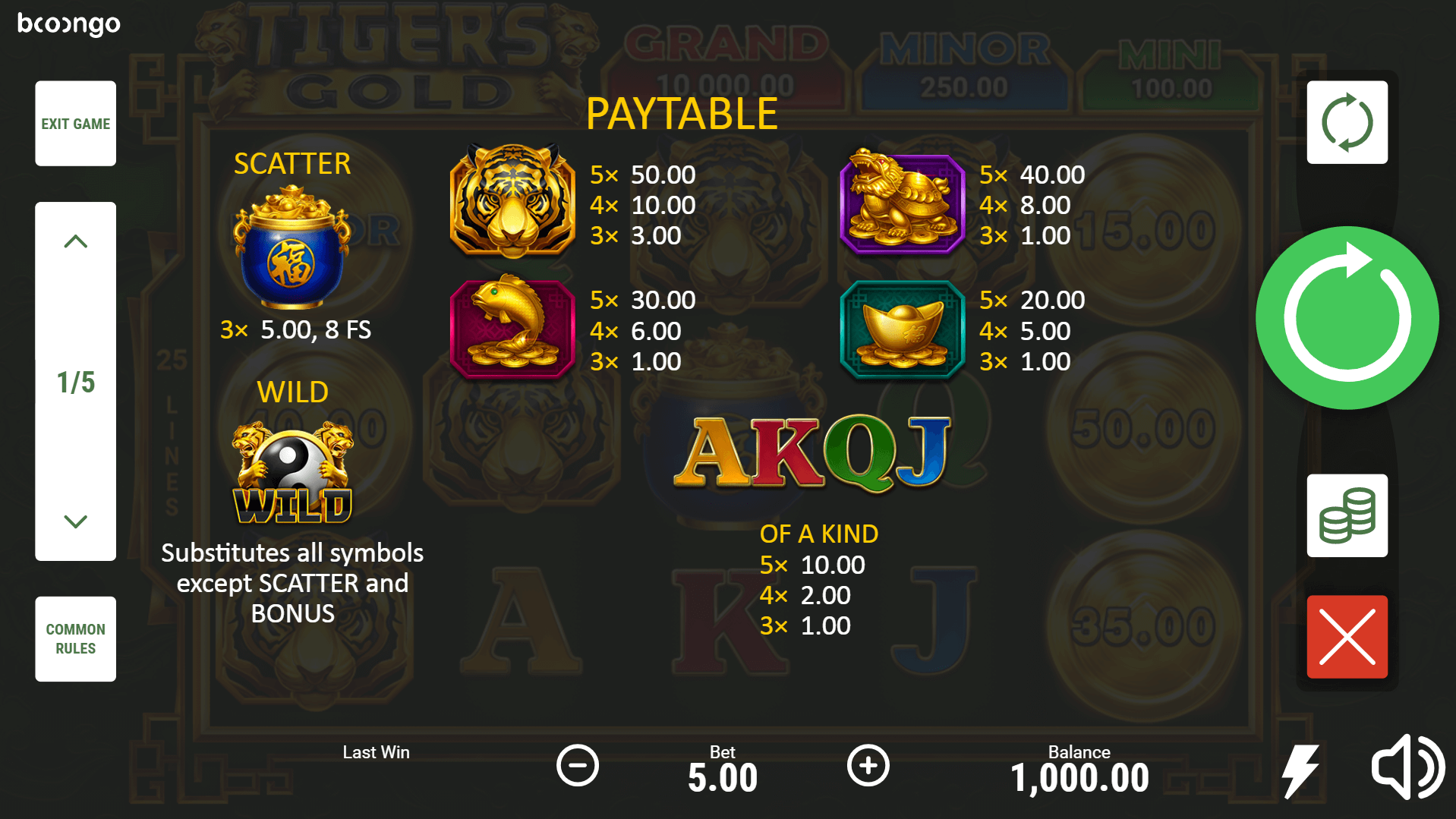 tigers gold hold and win slot machine detail image 4