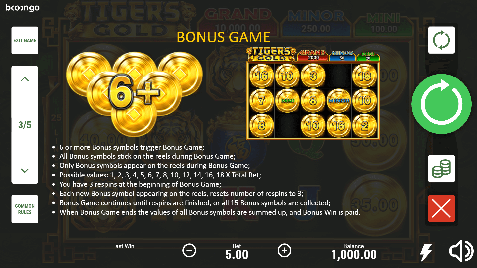 tigers gold hold and win slot machine detail image 1
