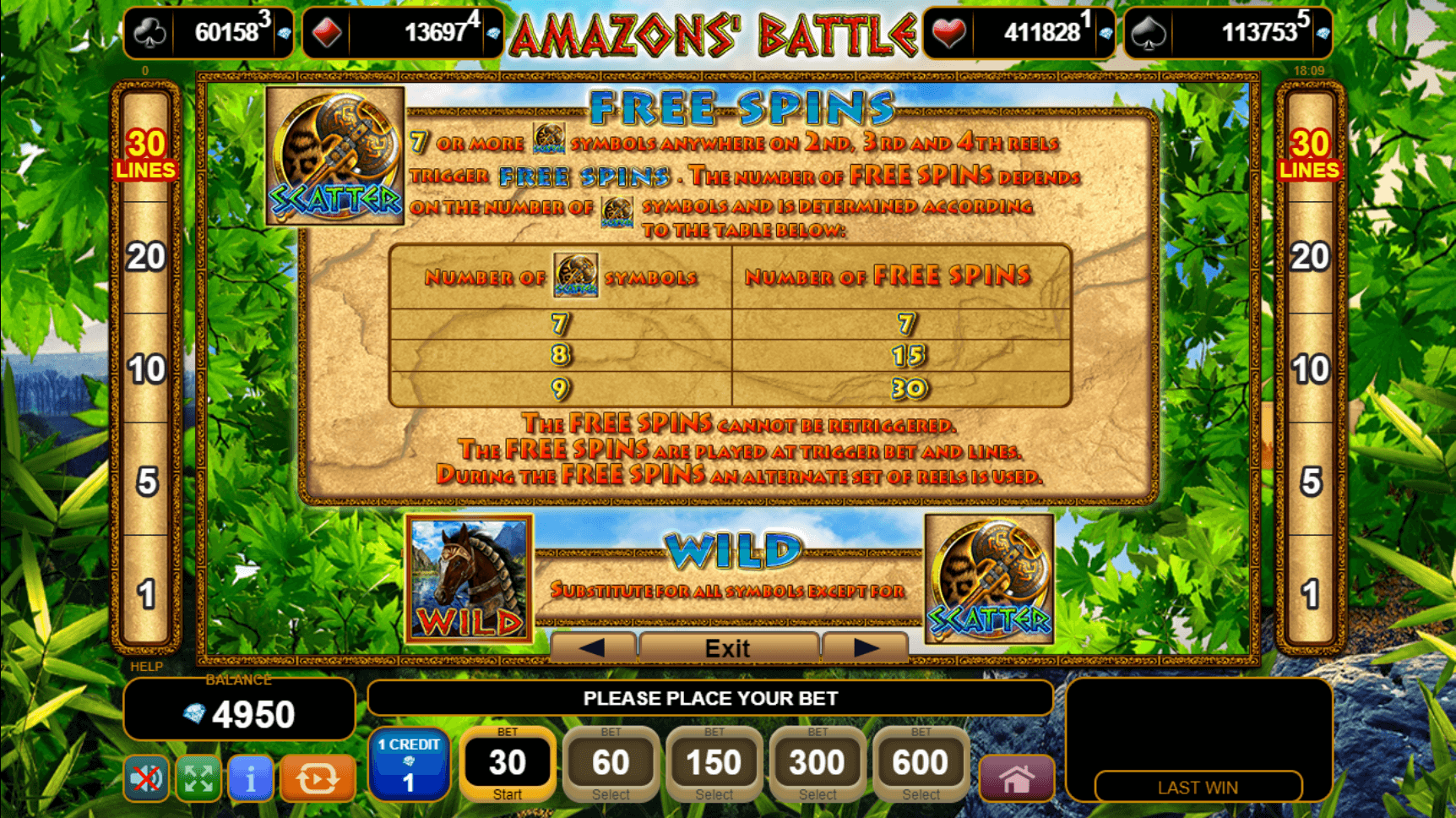 50 amazons battle slot machine detail image 2
