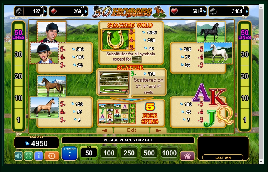 50 horses slot machine detail image 4