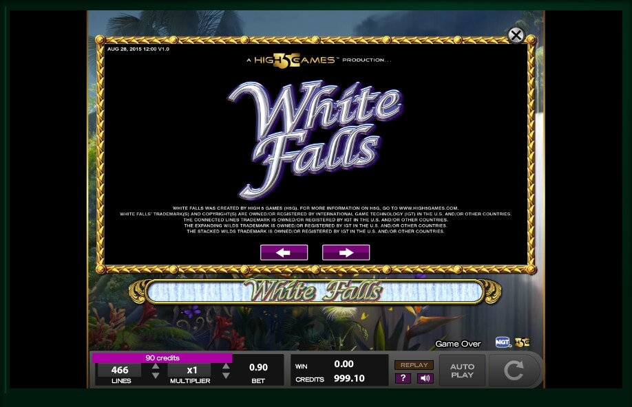 white falls slot machine detail image 7