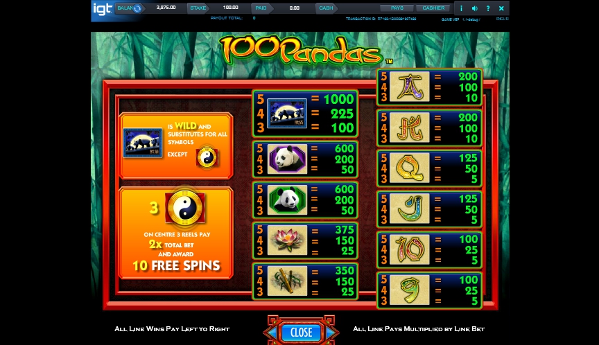100 pandas slot machine detail image 3