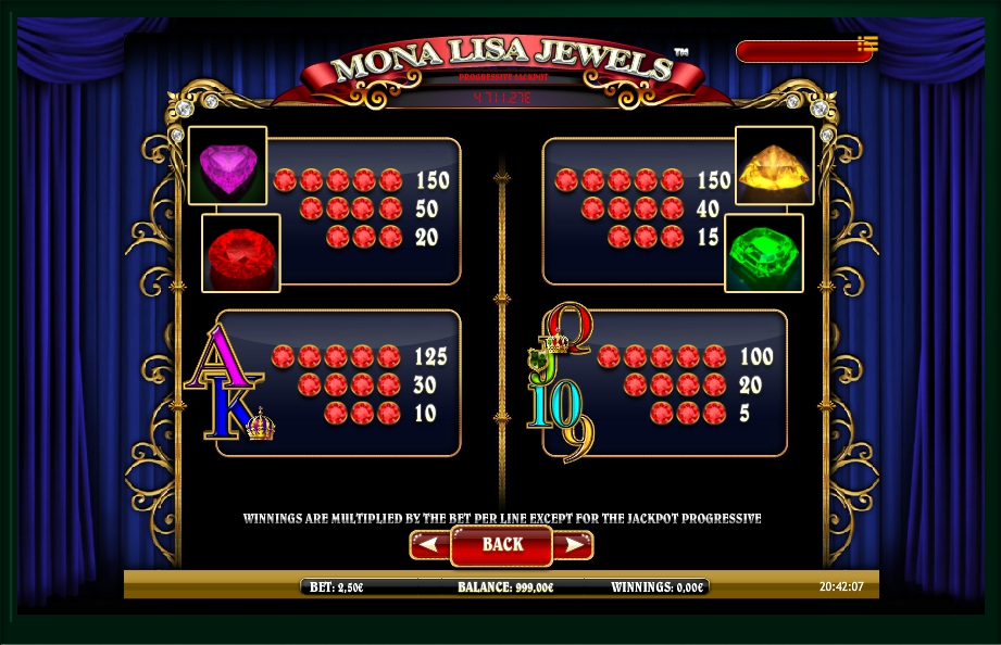 mona lisa jewels slot machine detail image 2