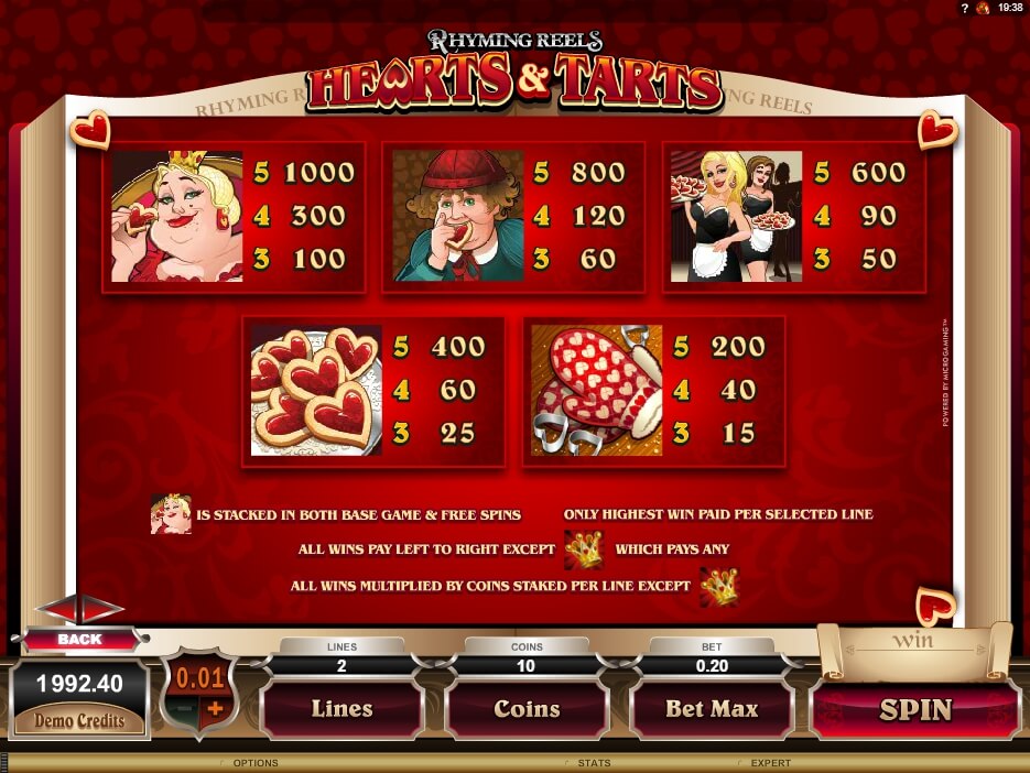 rhyming reels hearts & tarts slot machine detail image 2