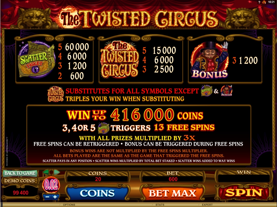 the twisted circus slot machine detail image 1