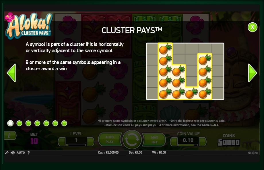 aloha! cluster pays slot machine detail image 6