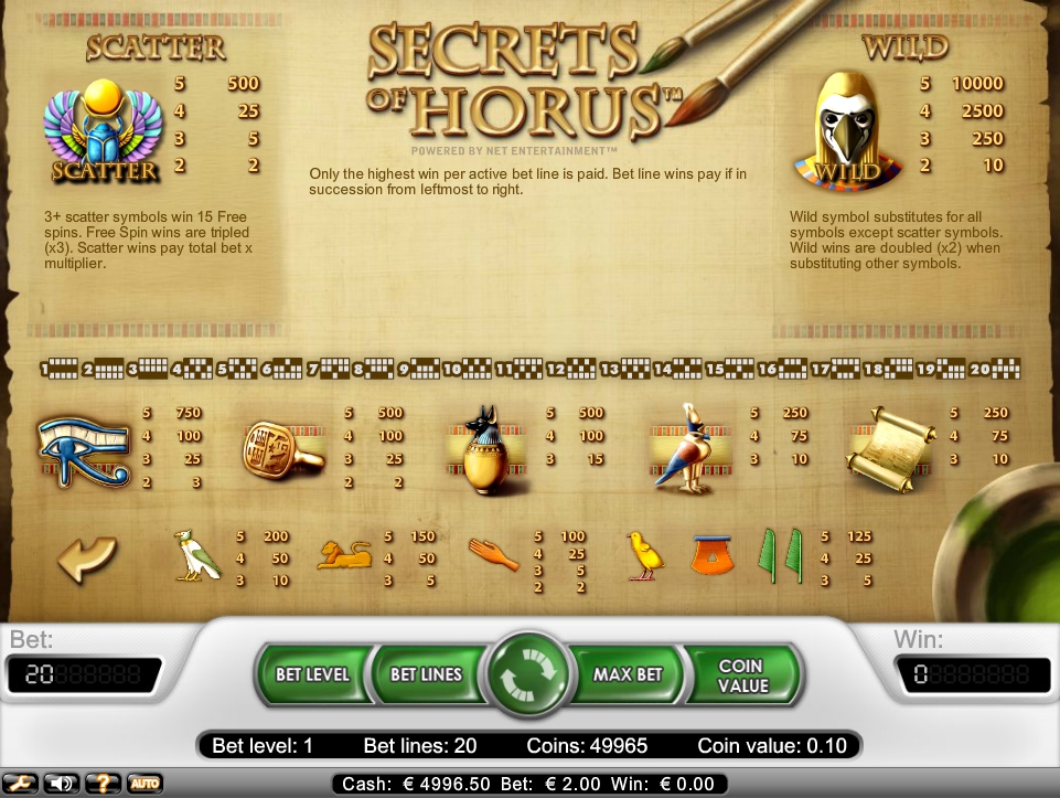 secrets of horus slot machine detail image 0