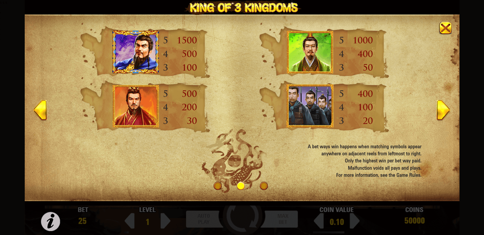 king of 3 kingdoms slot machine detail image 1