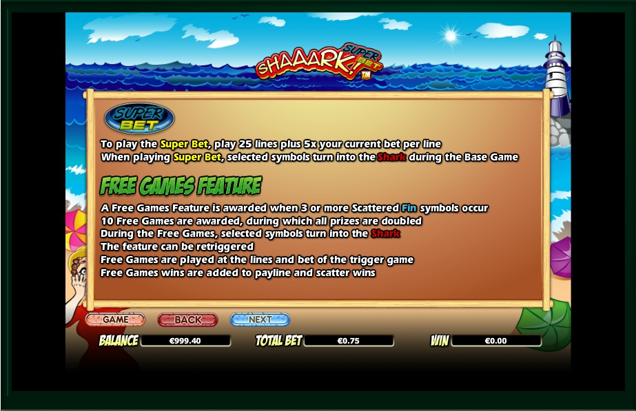 shaaark! super bet slot machine detail image 3
