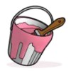 bucket with paint - pink panther
